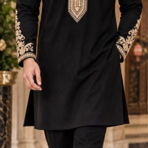 black embroidered kurta pajama