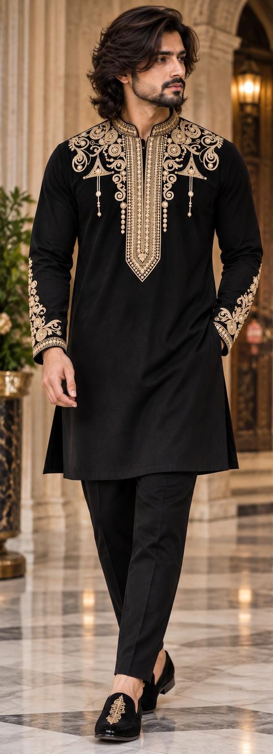 black embroidered kurta pajama black embroidered kurta pajama