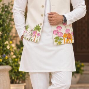 prabhu work kurta with jacket