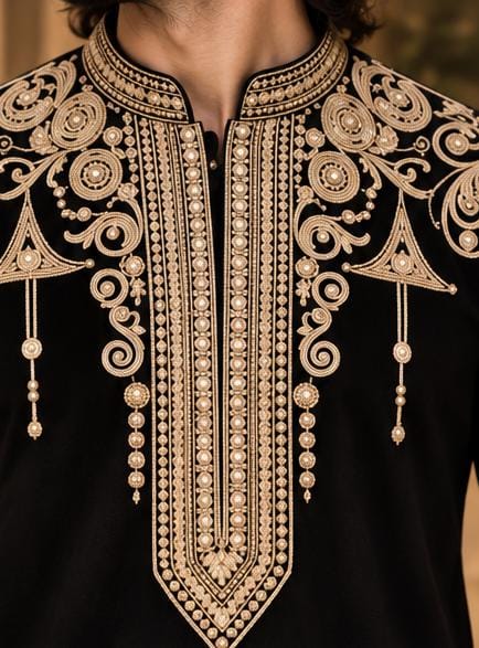 black embroidered kurta pajama black embroidered kurta pajama